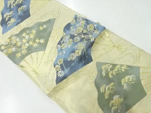 アンティーク　流水に扇・松菊模様織出し袋帯（材料）